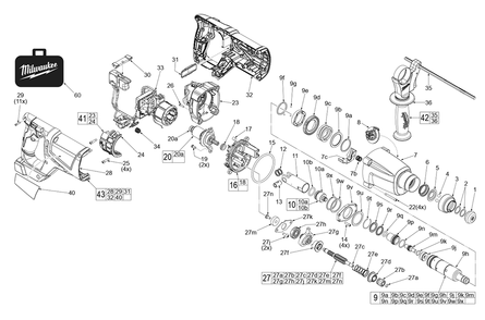 Part Location Diagram of 36-66-1621 Milwaukee Intermediate Shaft