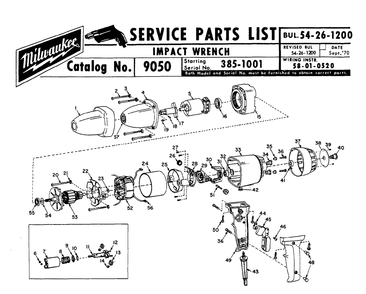 Fig-0 Diagram and Parts List for 9050 385-1001 Milwaukee Impact Driver