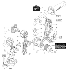 Fig-0 Diagram and Parts List for 2803-20 J76A Milwaukee Cordless Drill