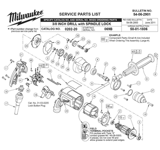 Fig-0 Diagram and Parts List for 0202-20 069B Milwaukee Electric Drill