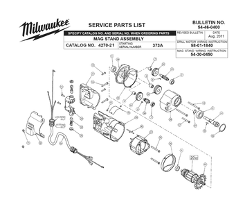 Fig-0 Diagram and Parts List for 4270-21 373A Milwaukee Drill Press