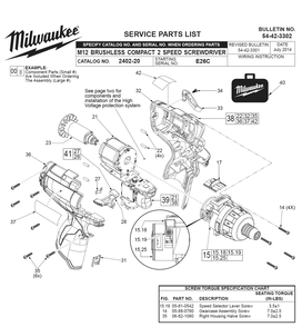 Fig-0 Diagram and Parts List for 2402-22 E26C Milwaukee Electric Drill