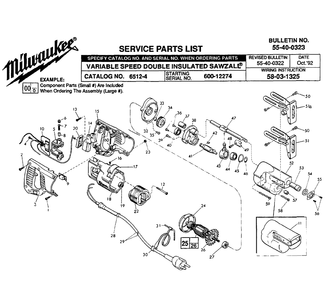 Part Location Diagram of 31-50-0030 Milwaukee Motor housing
