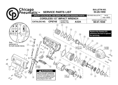 Fig-0 Diagram and Parts List for CP8745 9079-69 Milwaukee Impact Driver