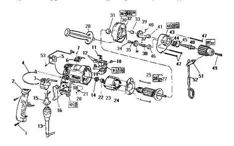 Unit Diagram and Parts List for 0234-1 TYPE G Milwaukee Electric Drill