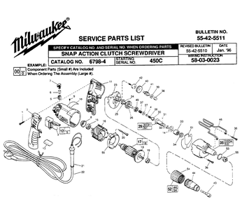 Part Location Diagram of 16-14-0700 Milwaukee Armature Service 230V