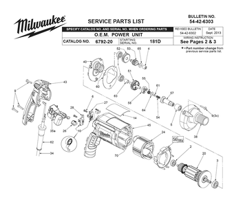 Fig-0 Diagram and Parts List for 6792-20 181D Milwaukee Electric Drill