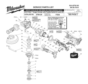 Fig-0 Diagram and Parts List for 2780-20 F33A Milwaukee Angle Grinder
