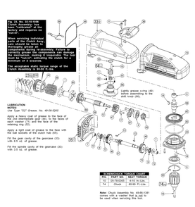 Fig-1 Diagram and Parts List for 1680-21 407A Milwaukee Electric Drill