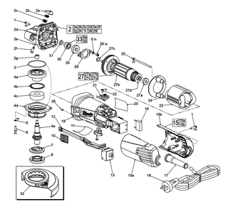 Fig-0 Diagram and Parts List for 6148-59A C43B Milwaukee Angle Grinder