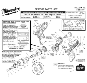 Fig-0 Diagram and Parts List for 2453-22 E51A Milwaukee Impact Driver