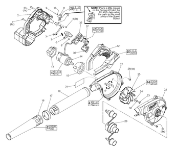 Fig-0 Diagram and Parts List for 0884-20 F74B Milwaukee Leaf Blower / Vacuum