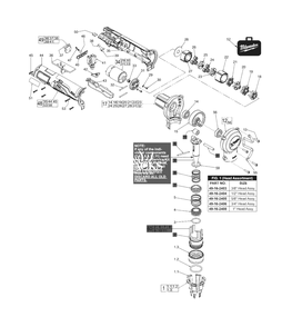 M12 Pex Expander Diagram and Parts List for 2432-22XC C62B Milwaukee Pipe Tools