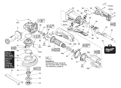 Fig-0 Diagram and Parts List for 6142-30 H40C Milwaukee Angle Grinder