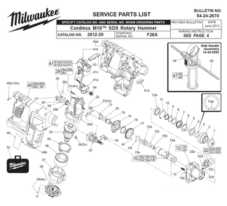 Fig-0 Diagram and Parts List for 2612-20 F28A Milwaukee Hammer Drill