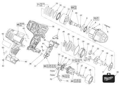Fig-0 Diagram and Parts List for 2663-20 B80B Milwaukee Impact Driver