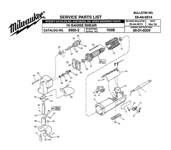 Fig-0 Diagram and Parts List for 6805-2 709B Milwaukee Nibbler & Shears