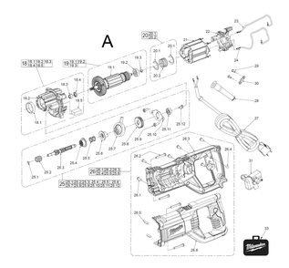 Fig-1 Diagram and Parts List for 5262-21 C88A Milwaukee Hammer Drill