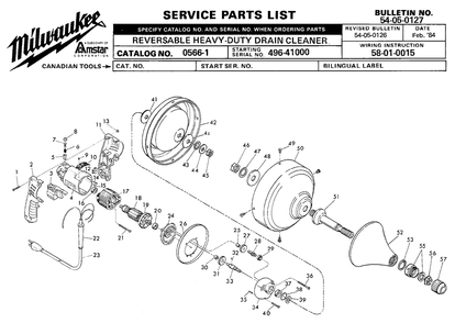Fig-0 Diagram and Parts List for 0596-1 496-41000 Milwaukee Electric Drill