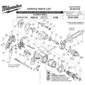 Fig-0 Diagram and Parts List for 0299-20 A15B Milwaukee Electric Drill