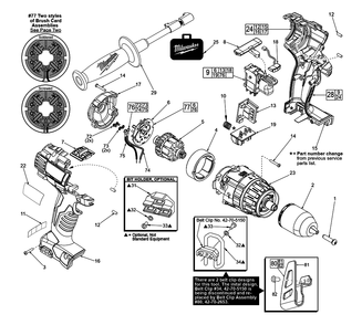 Fig-0 Diagram and Parts List for 2602-059 D37B Milwaukee Cordless Drill