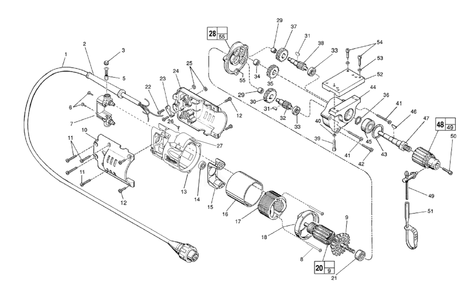 Fig-0 Diagram and Parts List for 4253-1 587B Milwaukee Electric Drill