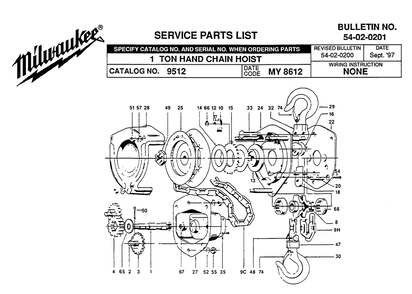 Part Location Diagram of 14-47-0120 Milwaukee Hoist latch kit
