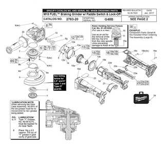 Fig-0 Diagram and Parts List for 2783-20 G48A Milwaukee Angle Grinder