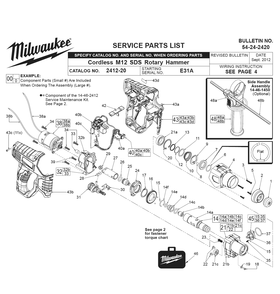 Fig-0 Diagram and Parts List for 2412-20 E31A Milwaukee Hammer Drill
