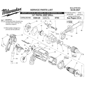 Fig-0 Diagram and Parts List for 0300-20 070C Milwaukee Electric Drill