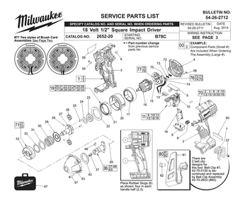 Fig-0 Diagram and Parts List for 2652-20 B78C Milwaukee Impact Driver