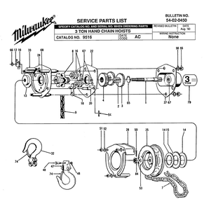 Fig-0 Diagram and Parts List for 9516 AC Milwaukee Hoist & Winch