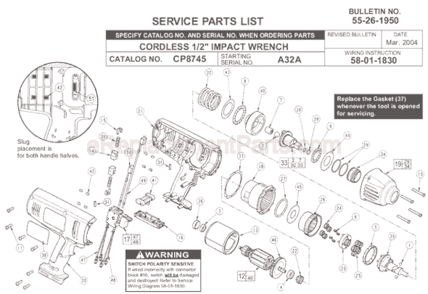 Page A Diagram and Parts List for CP8745 SER 9079-68 Milwaukee Impact Driver