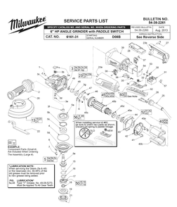 Fig-0 Diagram and Parts List for 6161-31 D08B Milwaukee Angle Grinder