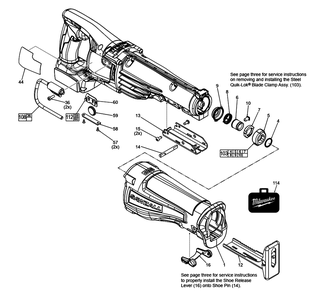 Fig-0 Diagram and Parts List for 2721-20 H31A Milwaukee Saw