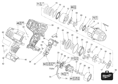 Fig-0 Diagram and Parts List for 2662-20 B79E Milwaukee Impact Driver