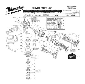 Fig-0 Diagram and Parts List for 2781-22 F32A Milwaukee Angle Grinder