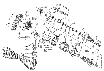 Fig-0 Diagram and Parts List for 6708-56 132A Milwaukee Electric Drill