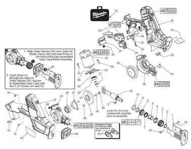 Fig-0 Diagram and Parts List for 2625-20 C41F Milwaukee Reciprocating Saw