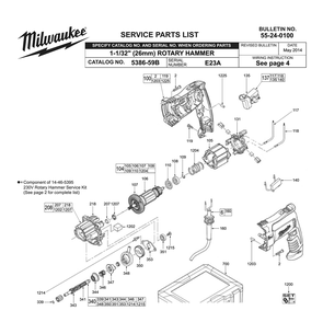Fig-0 Diagram and Parts List for 5386-59B E23A Milwaukee Hammer Drill