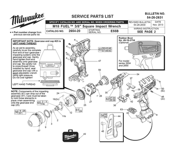 Fig-0 Diagram and Parts List for 2654-22 E55B Milwaukee Impact Driver
