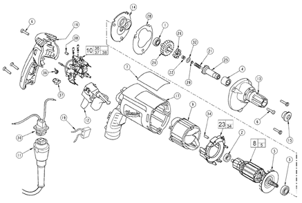 Fig-0 Diagram and Parts List for 6707-55 A06B Milwaukee Electric Drill