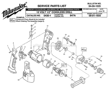 Page A Diagram and Parts List for 0430-1 847A Milwaukee Electric Drill