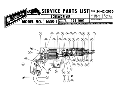 Fig-0 Diagram and Parts List for 6580-1 124-1001 Milwaukee Electric Drill