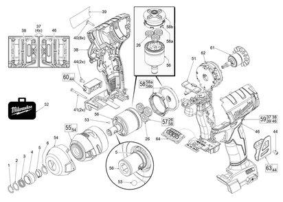 Fig-0 Diagram and Parts List for 2760-20 H16B Milwaukee Impact Driver