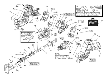 Fig-0 Diagram and Parts List for 2520-059 F94A Milwaukee Saw