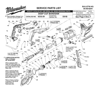 Fig-0 Diagram and Parts List for 6232-20 D51B Milwaukee Saw