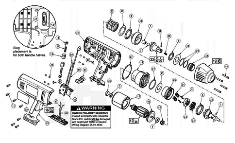 Fig-0 Diagram and Parts List for 9079-50 241A Milwaukee Impact Driver