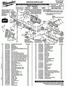 Diagram 1 Diagram and Parts List for 2620-20 B58E Milwaukee Saw