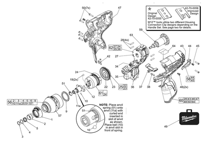 Fig-0 Diagram and Parts List for 2453-059 F13B Milwaukee Impact Driver